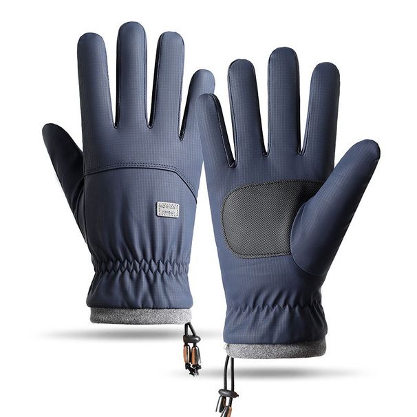 Cycling Gloves Skin Feel Gloves Touch Screen Warm Plus Velvet Thickened Autumn And Winter Waterproof Electric Car Riding Gloves Men Driving_desvips.com