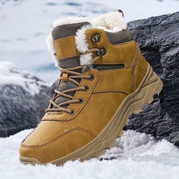 Men's Shoes Large Size Men's For Winter High Top Plus Veet Warm Cotton Outdoor Work Snow Boots Non Slip Hiking Shoes_desvips.com