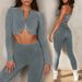 PeakGo In Stock 2023 Autumn Winter New Sand Washed Seamless Yoga Women's Long Sleeve Sports Fitness Suit Five-Piece Set_desvips.com