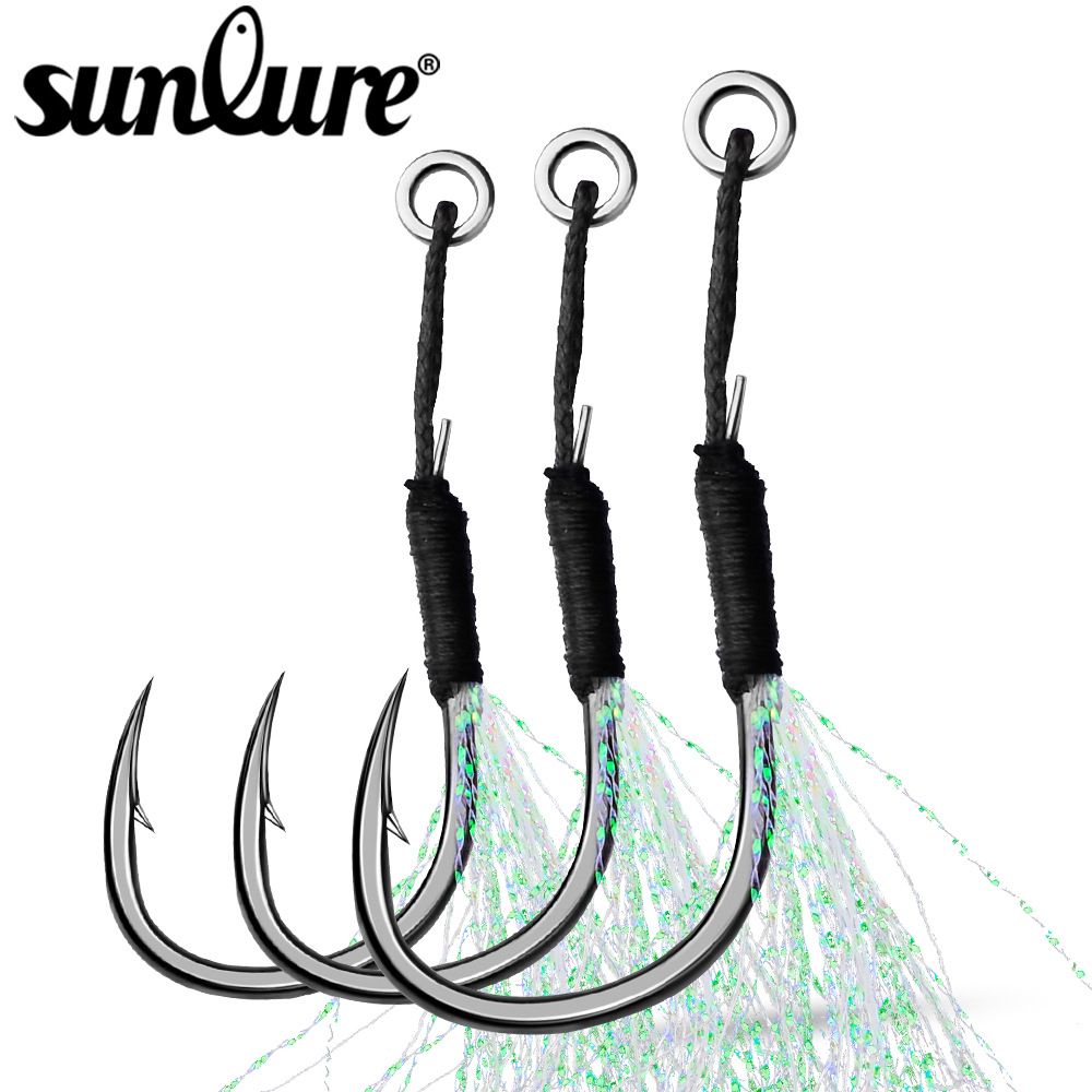 Lure Sea Jig Single Tying Bright Silk Feather Boat Heavy Duty Line Hook Bulk Fishing Gear_desvips.com