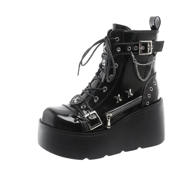 New Gothic Style Platform Vampire-Cosplay Women Mid-calf Boots 2024 Winter Wedges Comfy Women Motorcycle Boots Shoes_desvips.com