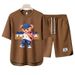 Men's Clothing 2024 Waffle Casual Summer Suit Men's Loose Teen Short sleeved T shirt Shorts Handsome Two piece Suit_desvips.com