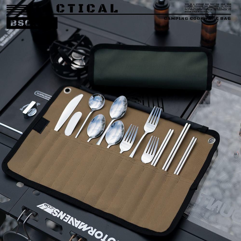 【BK Outdoor】Deer Adventure Home Camping Set Picnic Waterproof Stainless Steel Cutlery With Storage Bag Knife Fork Spoon_desvips.com