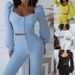 Women's clothing casual palace style lantern sleeve tops bell-bottom pants suit_desvips.com
