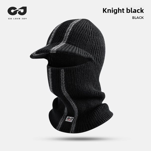 Autumn Winter Knitted Wool Outdoor Cycling Windproof Warm Ear Protection Large Head Circumference Hat Scarf Integrated_desvips.com