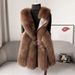 women's clothing fox fur vest women's winter vest ladi titching vest short fur coat_desvips.com