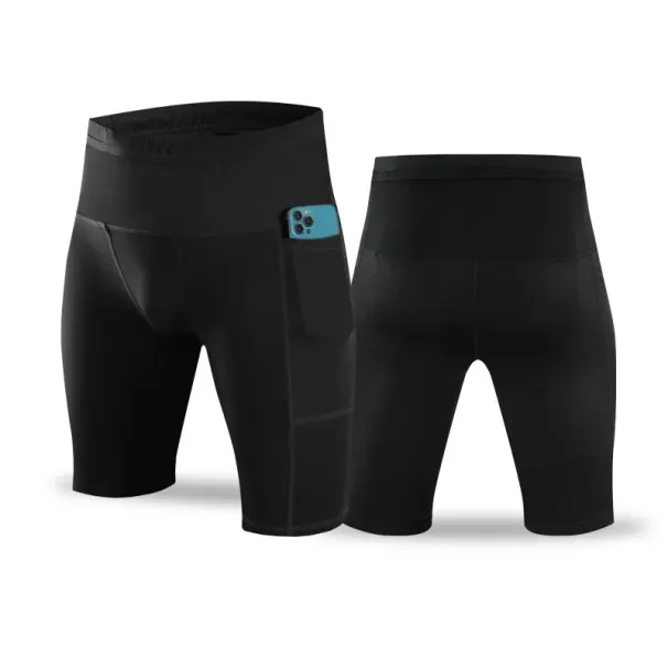 (S-3XL)Men Compression Marathon Running With Waist Pack Quick Dry Trainning Exercise Fitness Sport Tight Shorts_desvips.com