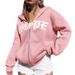 Letter Print Unisex Warm Loose Zip Hoodie Sweatshirt_desvips.com