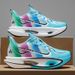Unisex Lightweight Breathable Running Shoes Cushioning Wear-Resistant Technology, White/Blue/Orange Color Combination,_desvips.com