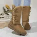 Women Snow Winter Mid-calf Warm Cotton Shoes Fashion Solid Color Button Ladies Brown Long Boots Plus Size 41 240830_desvips.com