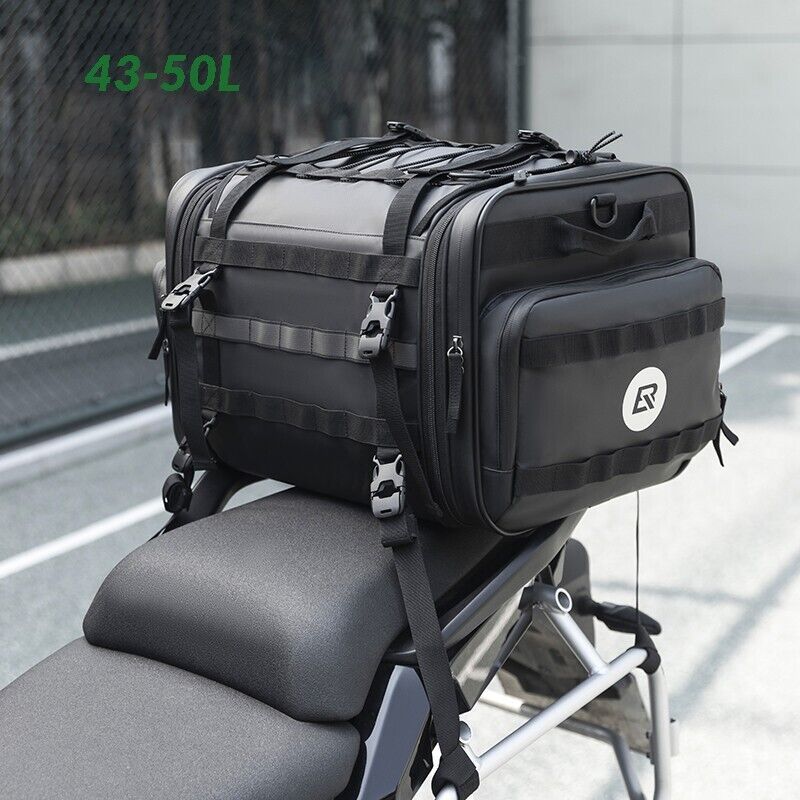 ROCKBROS Motorcycle Tail Bag 50L with Rain Cover Seat Bag PVC Rear Foldable_desvips.com