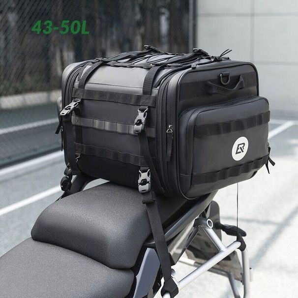 ROCKBROS Motorcycle Tail Bag 50L with Rain Cover Seat Bag PVC Rear Foldable_desvips.com