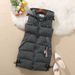 Down padded waistcoat for women autumn-winter sleeveless vest mid-length hooded vest_desvips.com