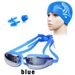 Fashion Anti-fog HD Swimming Goggles + Silicone Nose Clip Earplugs +PU Swimming Cap Combination_desvips.com