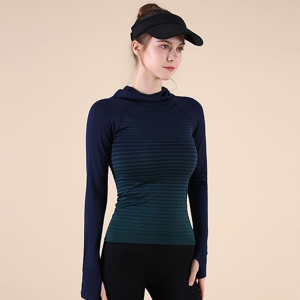 New Style Hooded Tie-Dye Slimming Yoga Shirt Mesh Breathable Running Outerwear Slim Fit Sports Top Fitness Long Sleeve_desvips.com