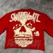 2025 New Seven-Quarter Red Harajuku Style SWIPEYATL Skull Short Sleeve Fashion Round Neck T-Shirt_desvips.com