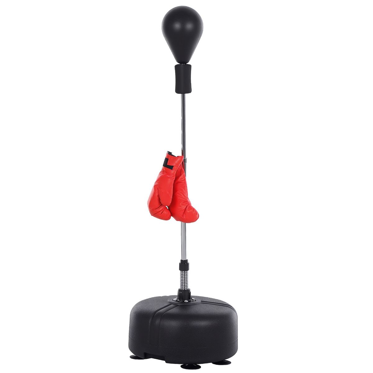 Punching Ball Da Terra, Sacco Da Boxe Da Terra Con Base Riempibile, Ventose E Guantoni, Altezza Regolabile 4 Livelli Da 136-154 Cm, Speed Bag Per Home Gym E Palestra, Nero_desvips.com
