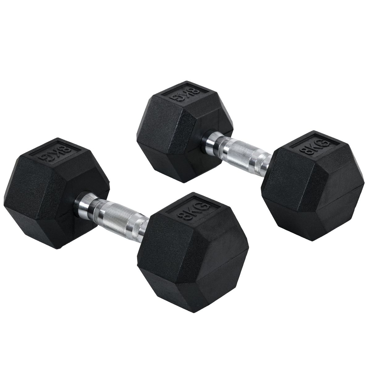 Ensemble D'haltères Courtes Hexagonaux Total 16 Kg - Entraînement Musculaire & Haltérophilie - Métal Caoutchouc Noir_desvips.com