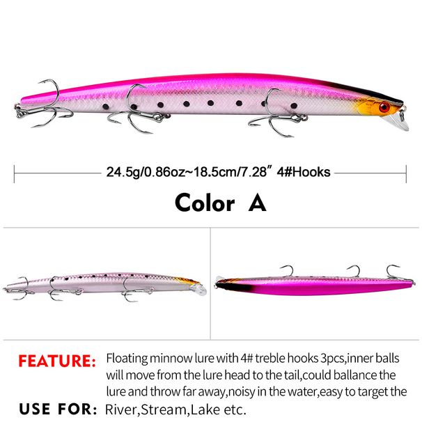 Floating Sea Minnow 18.5cm 24.5g Bionic Bait 10 Colors Lure Fishing Gear_desvips.com