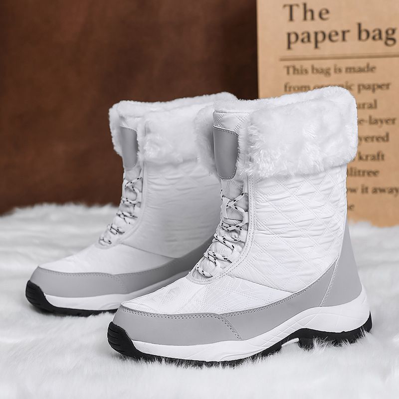 Women's Waterproof Snow Boots With Fleece Lining - Winter Warm High-Top Slip-Resistant Shoes For Cold Weather_desvips.com