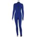 Slim-Fit High-Waisted Jumpsuit With Long Sleeves - Comfortable & Stylish One-Piece Outfit For Women (Blue, S/M/L)_desvips.com