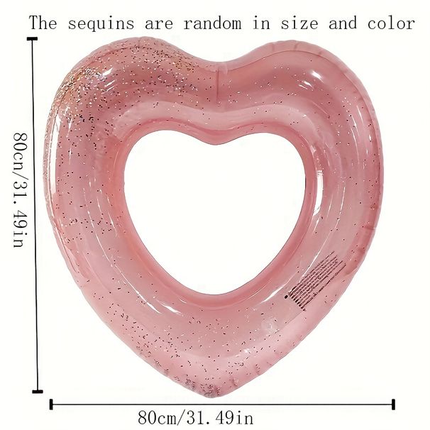 Heart-Shaped Glitter Swim Ring, Inflatable Water Float for Kids Age 3-6, PVC Pool Raft Toy for Summer Beach & Pool Parties - Pack of 1_desvips.com