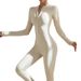 Bodysuit For Women, High-Strength Comfortable Training Pants, Long-Sleeve One-Piece Jumpsuit, Open Collar, Outerwear,_desvips.com