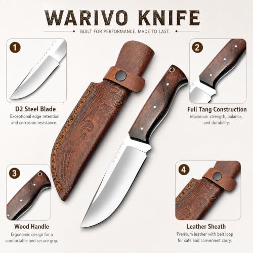 10 Inch Fixed Blade Hunting Knife Made Of D2 Steel_desvips.com
