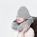Hooded Inflatable Airplane Neck Support With Hood Portable Travel Sleeping Artifact Press U-Shaped Pillow_desvips.com