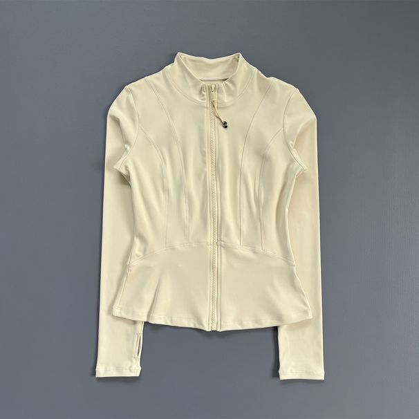 Women's Slim-Fit Zip-Up Long Sleeve Yoga Jacket - Lightweight, Breathable & Stylish For Spring & Fall (Black/Lemon/White/Navy)_desvips.com