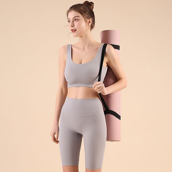 Bra With Chest Pads, Quick-Dry Sports Bra, Beautiful Back Vest, Fitness Pilates Training Yoga Clothing Set_desvips.com