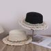 New Spring/Summer French Lace Trimmed Straw For Women, Casual Flat-Top Sun Hat, Beach Hat_desvips.com