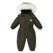 Kids Winter Snowsuit With Fur Hood - Waterproof Windproof Fleece-Lined One-Piece Jumpsuit For Boys And Girls (3-8 Years, 90-120cm)_desvips.com