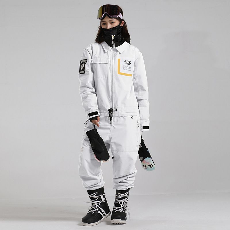 001 Winter New Women, Thickened, Warm, Waterproof, Windproof, Single Double Board, Leg-tie One-piece Ski Suit For Men_desvips.com