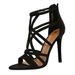 Roman 83121-1 Style Stiletto Ultra Heel Suede Hollow Sexy Nightclub Sandals Summer High Heels_desvips.com