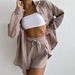 Women's Clothing new arrival lapel loose shirt high waist shorts two piece fashion casual suit_desvips.com