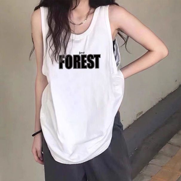 Pure Cotton Camisole Vest Sleeveless T-Shirt For Women Summer Design Sense Niche Outerwear Ins Basketball Loose Top_desvips.com