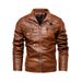 men’s vintage pu leather biker jacket – thickened zipup motorcycle coat (brown, green, black, wine red)_desvips.com