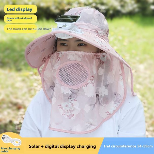 Summer Solar Charging With Fan, Greenhouse Face Shield, Sunshade, Sun Protection, Outdoor Neck Guard, Thin Tea Picking_desvips.com