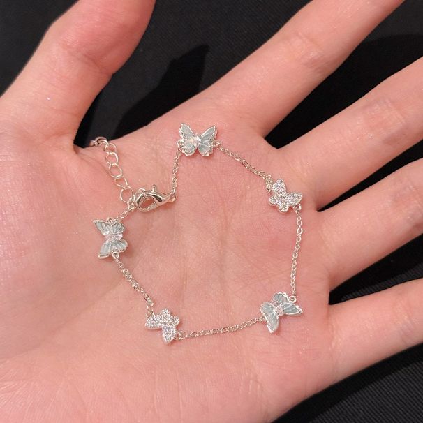2026 New Mint Blue Butterfly Pearl Women's Fashion Bracelet, Light Luxury Niche High-End Jewelry Bestseller_desvips.com