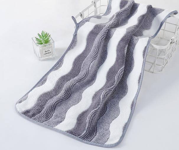 Coral Fleece Wavy Pattern Bath Towel, Absorbent, Soft, Breathable, Thick, Non-shedding, For Face Washing_desvips.com