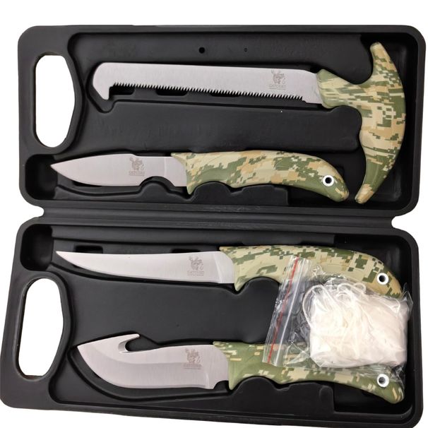 CATCHRO Hunting Knife Set 4 PCS Deer Gutting Kit With Bone Saw, Skinning Knife, And Gut Hook Knife, Includes Gloves And Case, Outdoor Survival Knife S_desvips.com