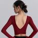 2025 Style Yoga Shirt With Chest Pads, Beautiful Back Design, New Year Red Square Neck Slimming Top, Pilates Running_desvips.com