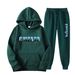 New Letter Print Men's And Women's Sportswear Fleece Two-Piece Loose Hooded Sweatshirt Set_desvips.com
