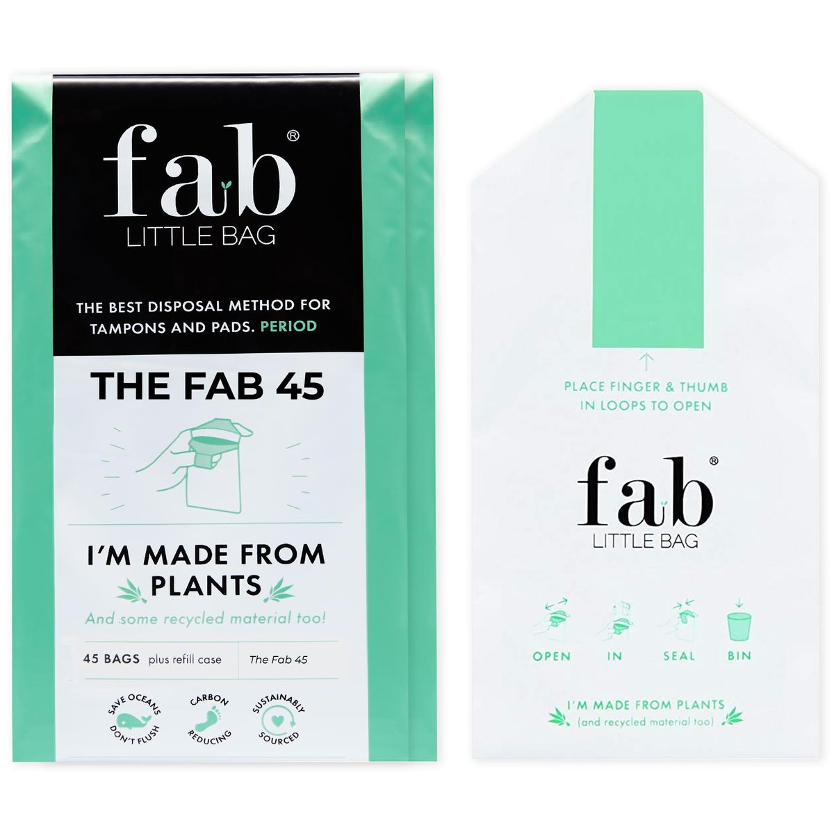 Fab Little Bag Starter Plus Pack Containing 45 Sanitary Disposal Bags And A Recyclable Refill Pack For Use When Out And About_desvips.com