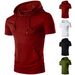 2023 Summer New Men's Solid Hooded Casual Sports T-shirt_desvips.com