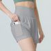 Women's Nylon Ultra-high-waisted Sports Shorts, Faux Two-piece, Loose-fitting, Casual, Anti-exposure, Suitable For_desvips.com