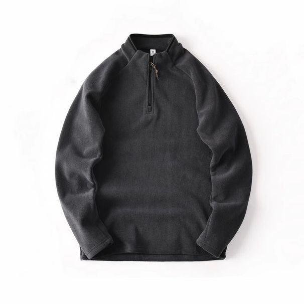 High End Outdoor Half Zip Stand Up Collar Sweatshirt For Men, Winter Warm Fleece Jacket, Base Layer, Inner Sports Top_desvips.com