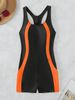 One-Piece Suits New One Piece Contrast Color Swimsuit Boxer Sports Leisure Beautiful Back Swimsuit Beach Holiday Style_desvips.com