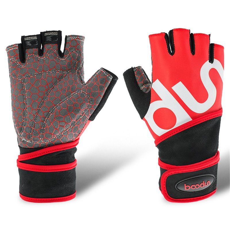 Botton Fitness Sports Half-Finger Extended Wrist Support Weightlifting Gloves_desvips.com